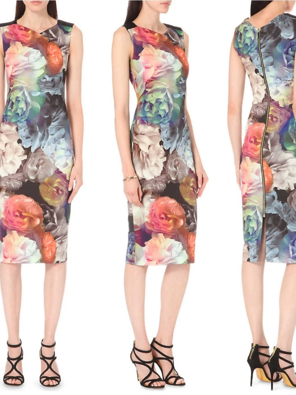Ted Baker London Mayzi Technicolour Bloom Bodycon Dress New Ted Size 1, US 4 - Picture 1 of 12